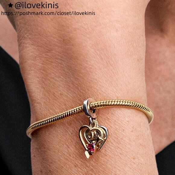 Pandora Engravable Heart & Arrow Double Dangle Charm - Picture 5 of 6